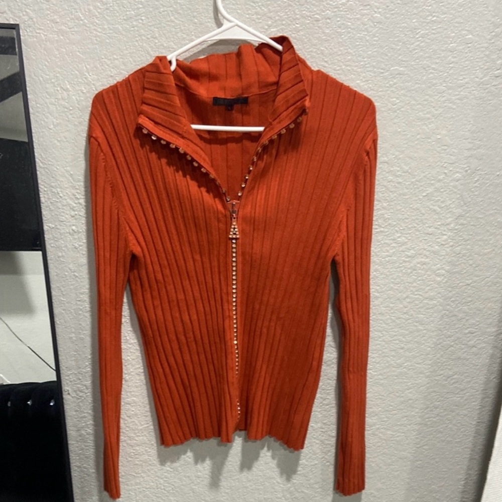 Fontana Arte Vibrant Orange Ribbed Cardigan